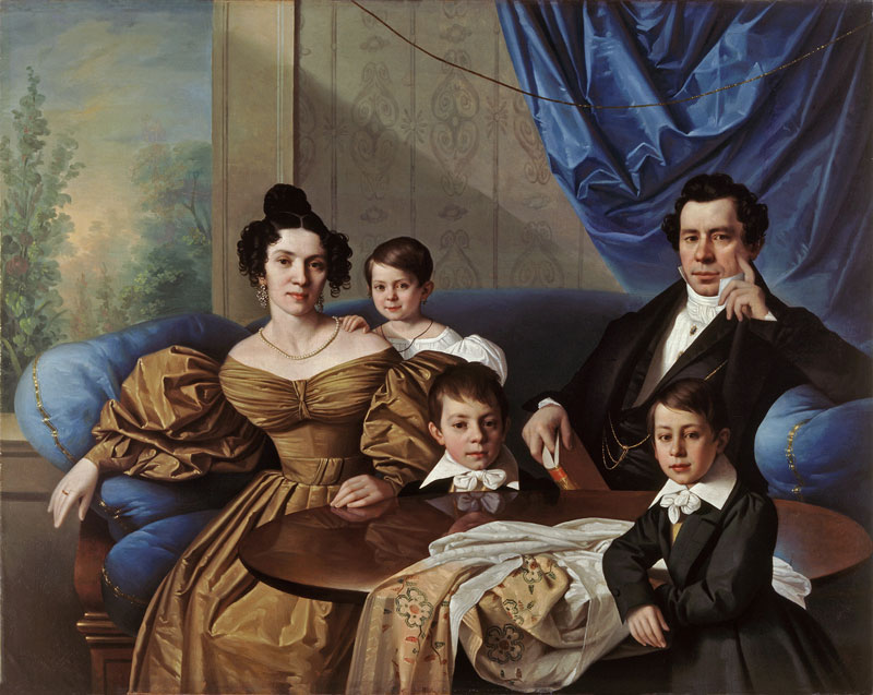 Jožef Tominc: Družina dr. Frušiča, olje na platno, 1835