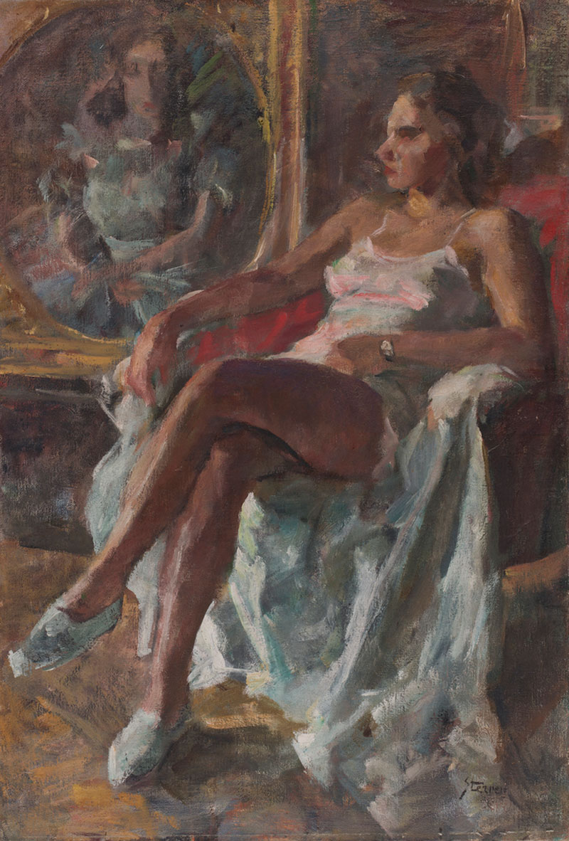 Matej Sternen: Ženska v naslonjaču, akril na platno, 1937–1940